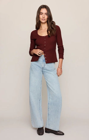 Albany Waffle Button Up Top