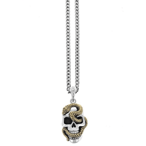 Large Skull Pendant with Gold Alloy