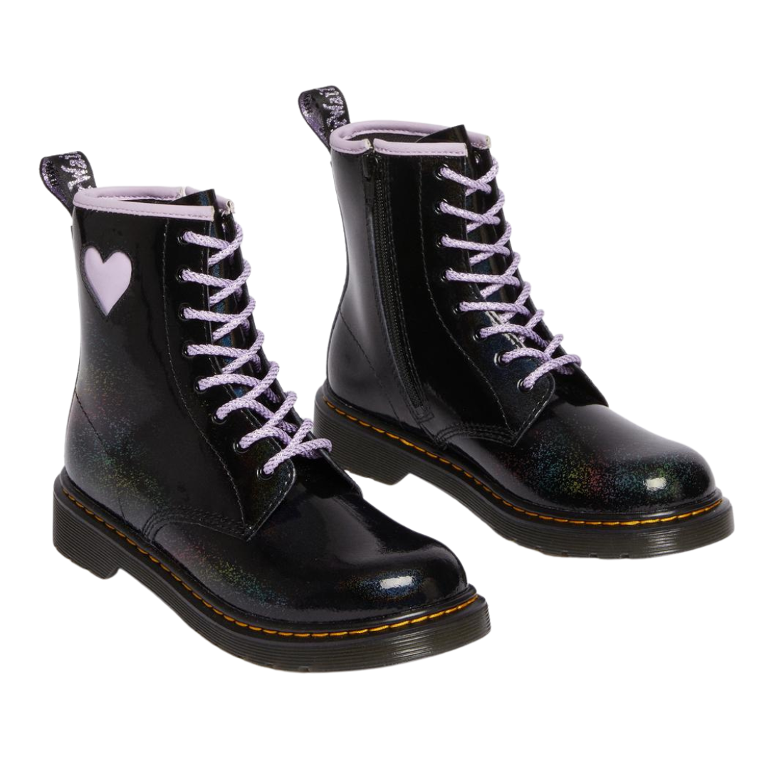 1460 Junior Lilac Heart Shimmer Boots – Moon Lady & Moon Man