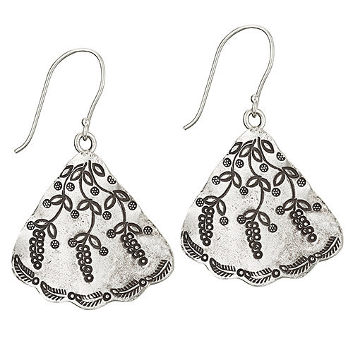 Stamped Vine Triangle Earrings