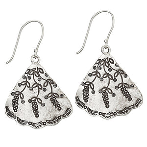 Stamped Vine Triangle Earrings
