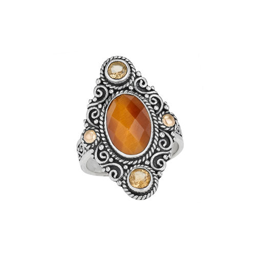 Faceted Tigers Eye w/Citrine Ring