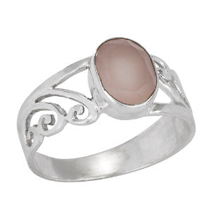 Faceted Rose Quartz Curly Band Ring
