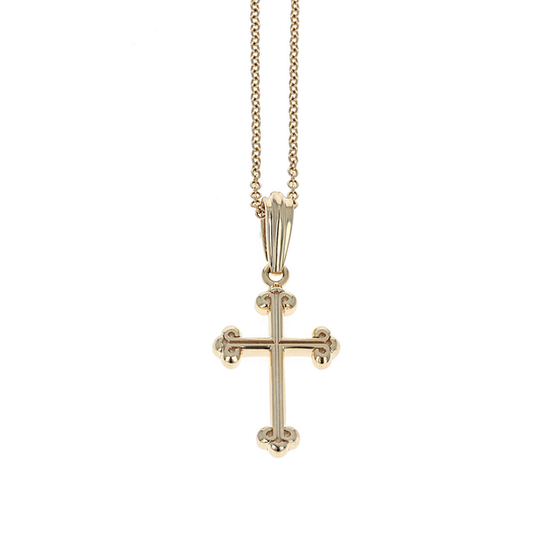 18K Gold Traditional Cross Necklace